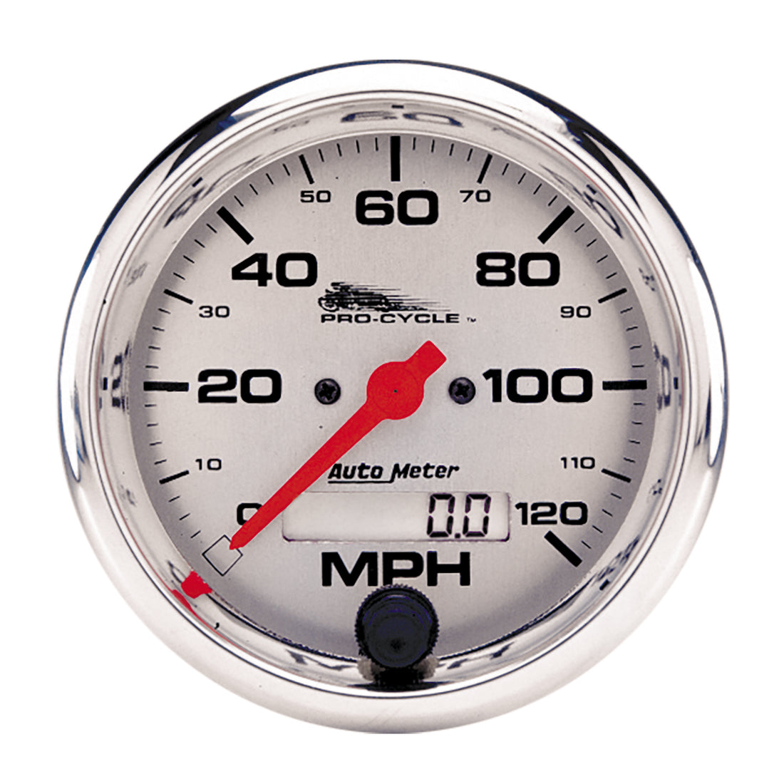 AutoMeter 19352 - GAUGE, SPEEDO, 3 3/4", 120 MPH, ELEC, SILVER, PRO-CYCLE 5
