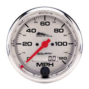 AutoMeter 19352 - GAUGE, SPEEDO, 3 3/4", 120 MPH, ELEC, SILVER, PRO-CYCLE 5