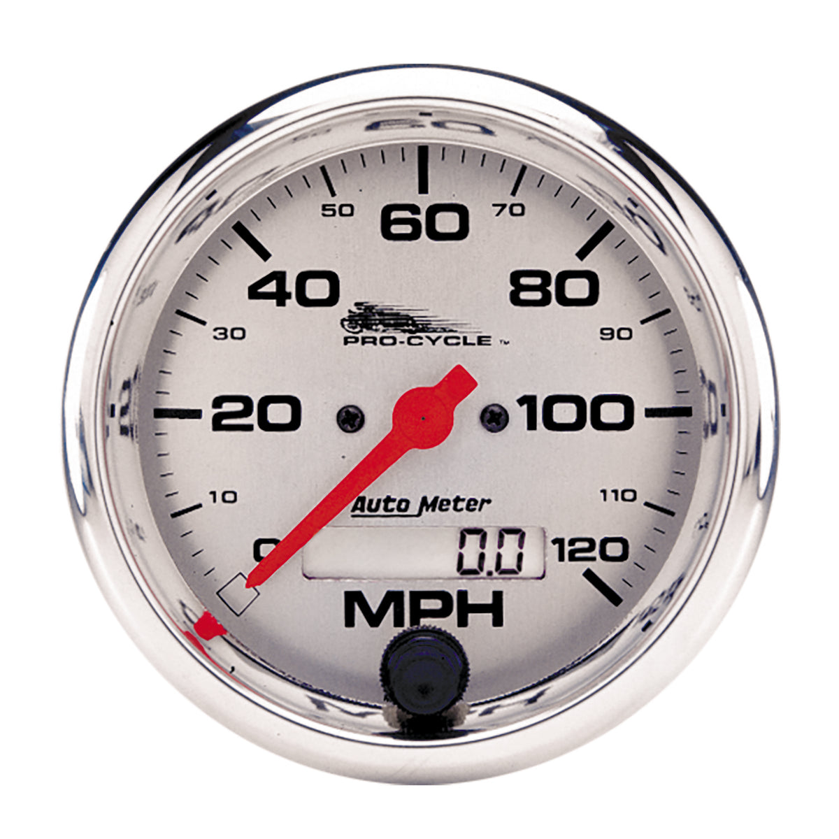 AutoMeter 19352 - GAUGE, SPEEDO, 3 3/4", 120 MPH, ELEC, SILVER, PRO-CYCLE 5