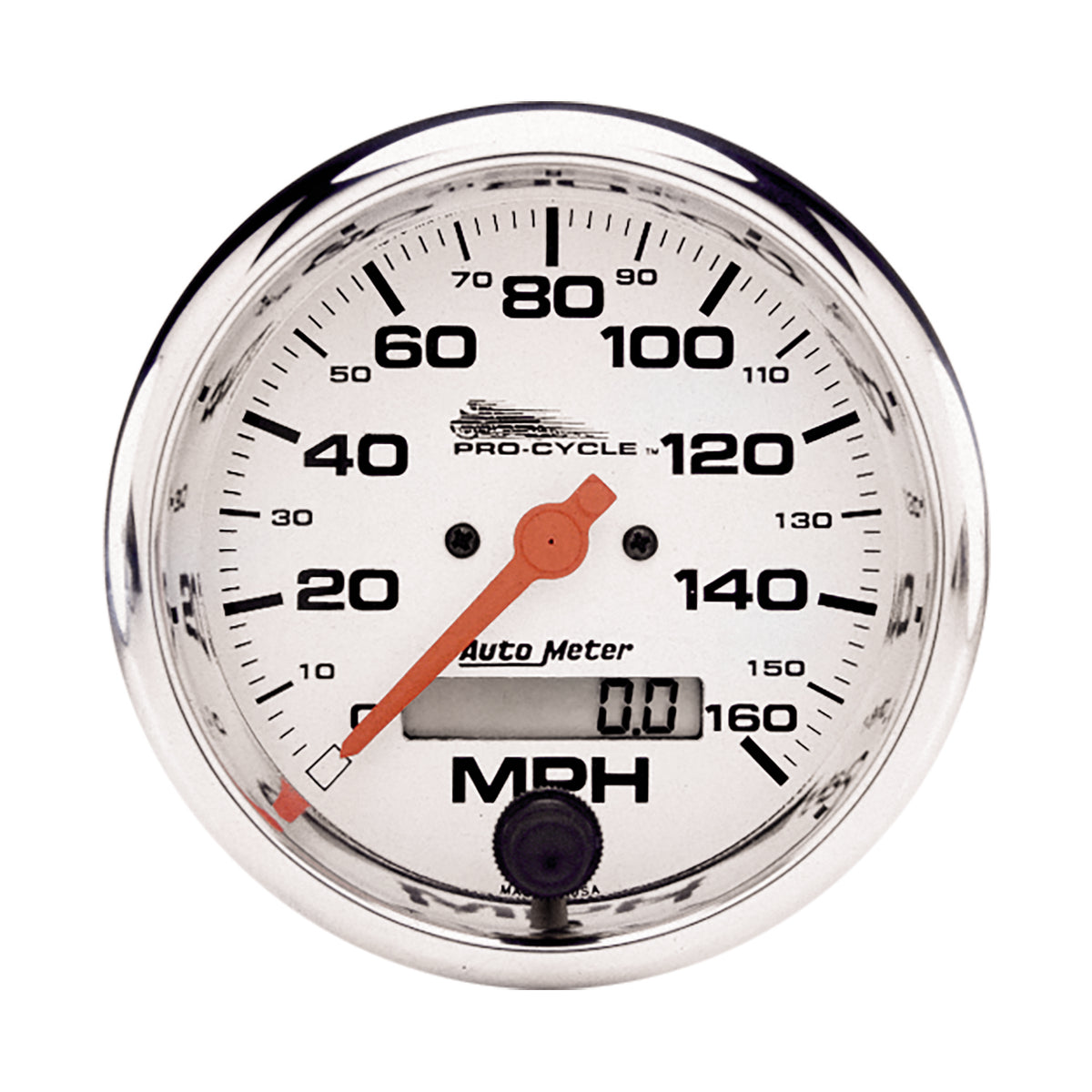 AutoMeter 19355 - GAUGE, SPEEDO, 3 3/4", 160 MPH, ELEC, WHITE, PRO-CYCLE 3