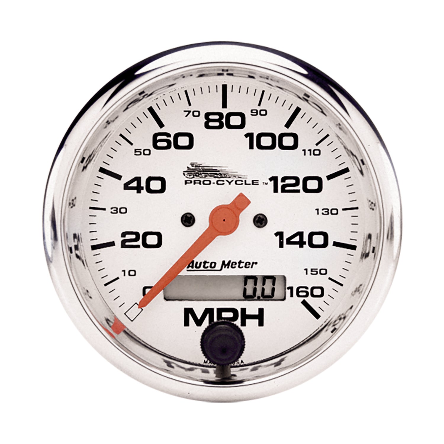 AutoMeter 19355 - GAUGE, SPEEDO, 3 3/4", 160 MPH, ELEC, WHITE, PRO-CYCLE 3