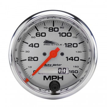 AutoMeter 19356 - GAUGE, SPEEDO, 3 3/4", 160 MPH, ELEC, SILVER, PRO-CYCLE 4