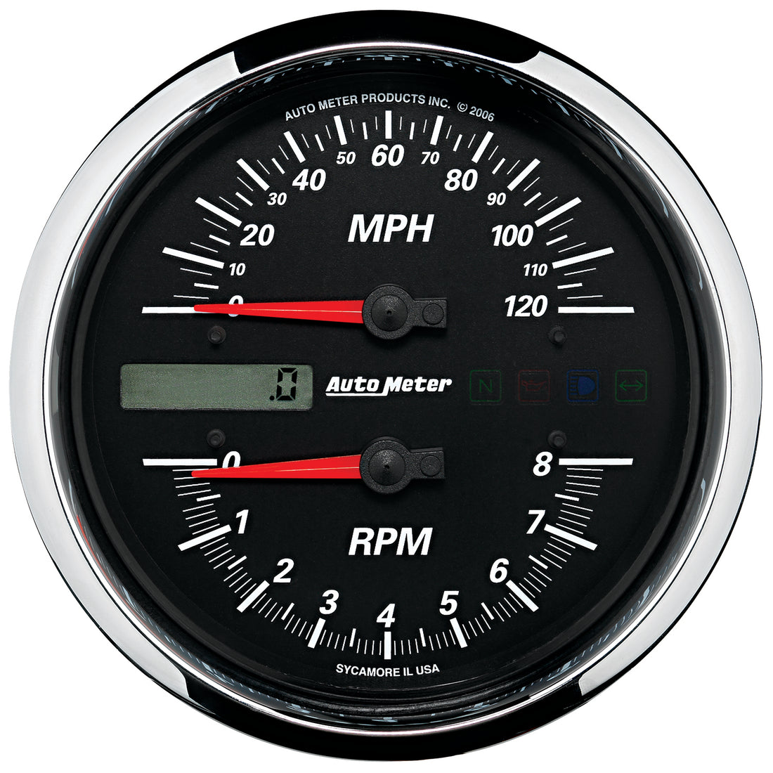 AutoMeter 19466 - GAUGE, TACH/SPEEDO, 4 1/2", 8K RPM/120 MPH, BLACK, PRO-CYCLE 3