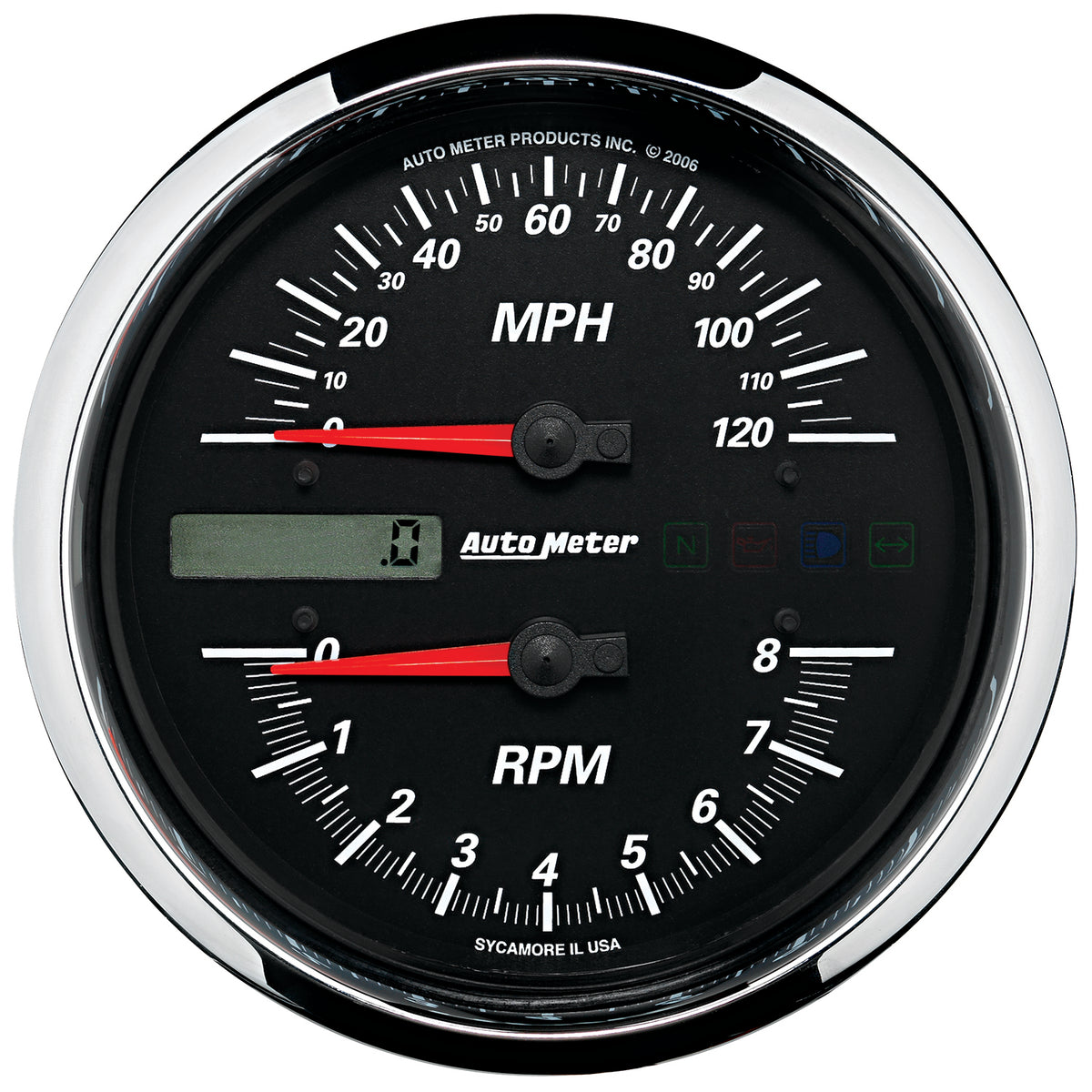 AutoMeter 19466 - GAUGE, TACH/SPEEDO, 4 1/2", 8K RPM/120 MPH, BLACK, PRO-CYCLE 3