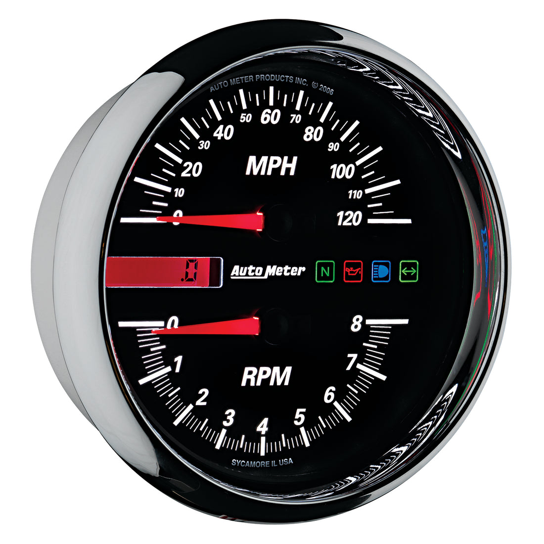 AutoMeter 19466 - GAUGE, TACH/SPEEDO, 4 1/2", 8K RPM/120 MPH, BLACK, PRO-CYCLE 5