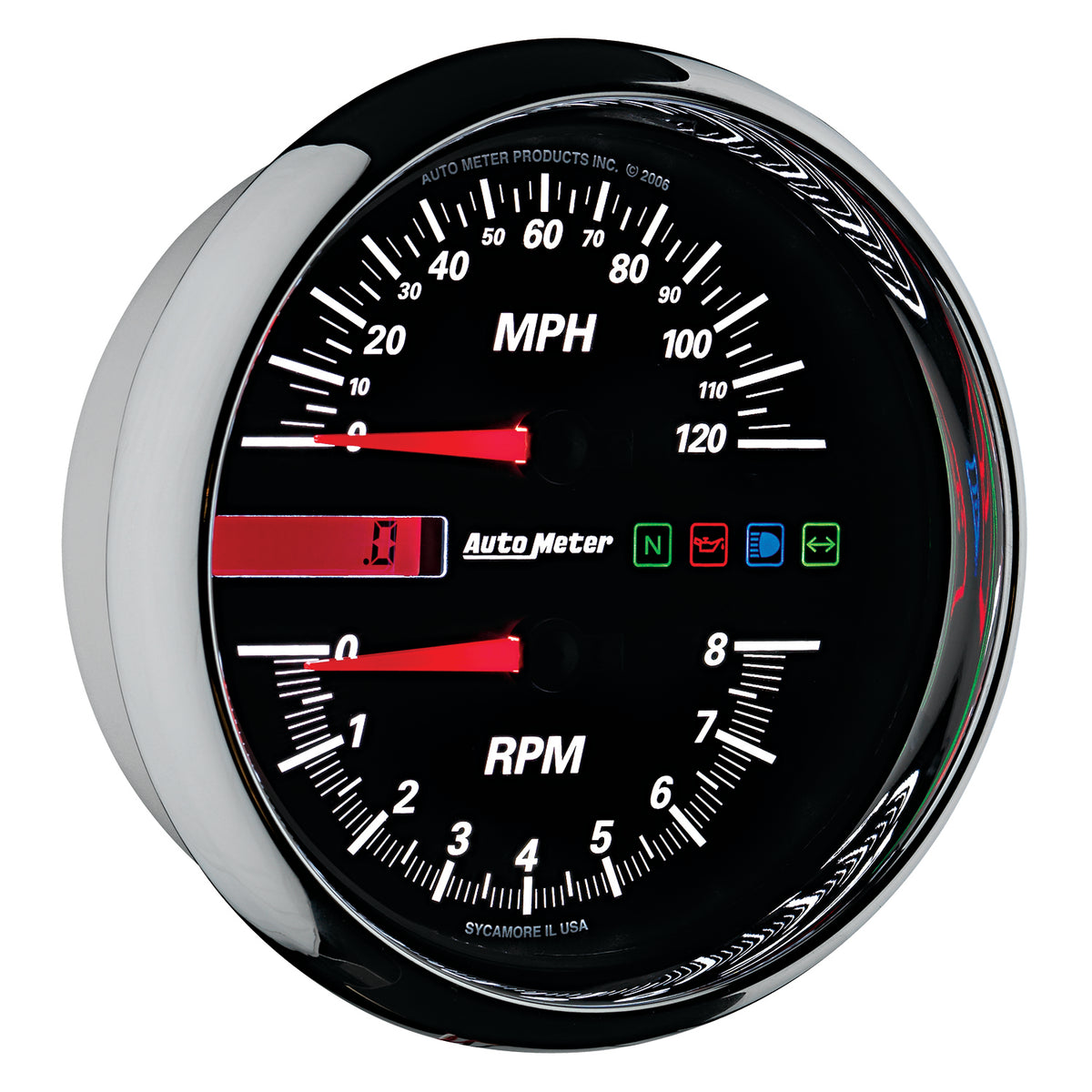 AutoMeter 19466 - GAUGE, TACH/SPEEDO, 4 1/2", 8K RPM/120 MPH, BLACK, PRO-CYCLE 5
