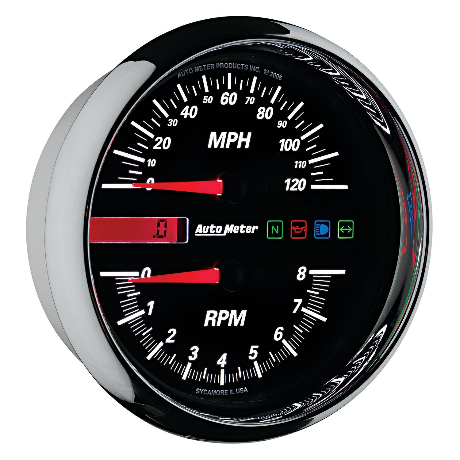 AutoMeter 19466 - GAUGE, TACH/SPEEDO, 4 1/2", 8K RPM/120 MPH, BLACK, PRO-CYCLE 5