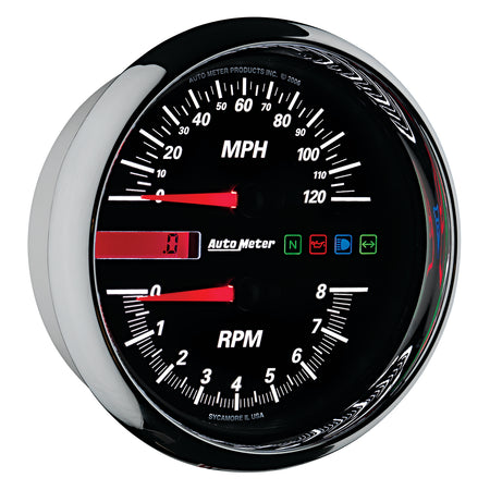 AutoMeter 19466 - GAUGE, TACH/SPEEDO, 4 1/2", 8K RPM/120 MPH, BLACK, PRO-CYCLE 5