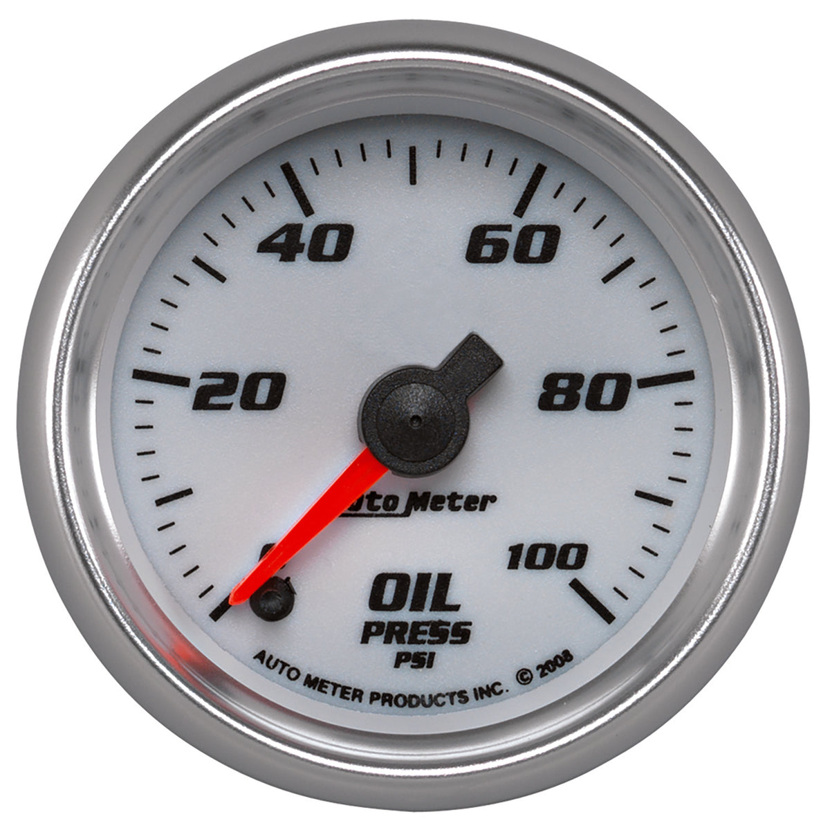 AutoMeter 19752 - GAUGE, OIL PRESSURE, 2 1/16", 100PSI, DIGITAL STEPPER MOTOR, WHITE, PRO-CYCLE 3