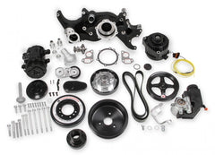 Holley 20-180BK Premium Black Mid-Mount Complete Accessory System LS Engine Drive Includes SD7 A/C Compressor, Alternator, P/S