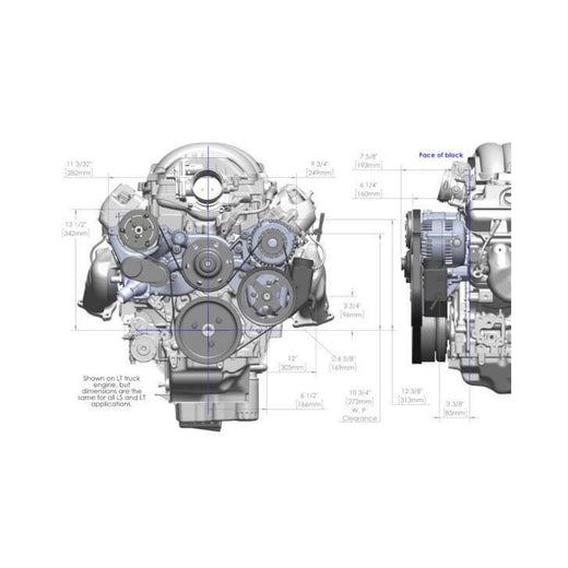 Holley 20-205BK Mid-Mount Complete Accessory Drive System Gen V LT Engines Standard Damper Black Complete GM Gen V LT Accessory