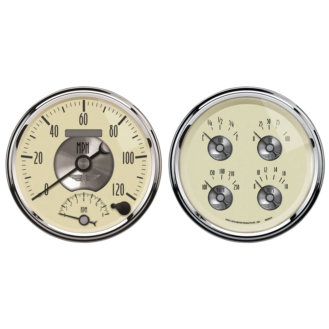 AutoMeter 2004 - GAUGE KIT, 2 PC., QUAD & TACH/SPEEDO, 5", PRESTIGE ANTQ. IVORY 5