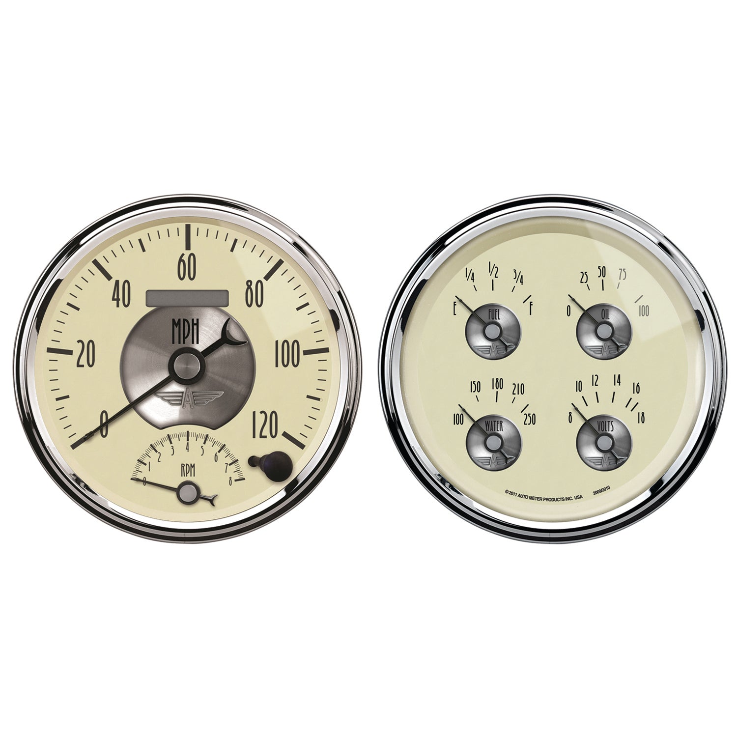AutoMeter 2004 - GAUGE KIT, 2 PC., QUAD & TACH/SPEEDO, 5", PRESTIGE ANTQ. IVORY 5