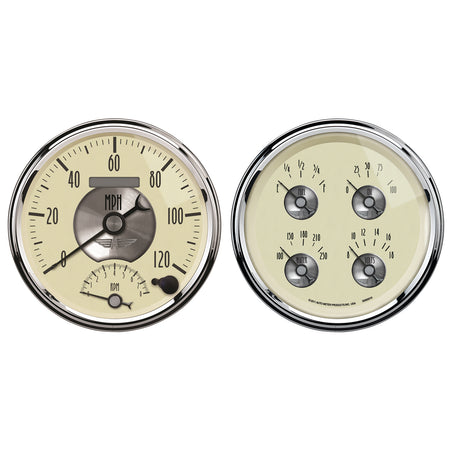 AutoMeter 2004 - GAUGE KIT, 2 PC., QUAD & TACH/SPEEDO, 5", PRESTIGE ANTQ. IVORY 5