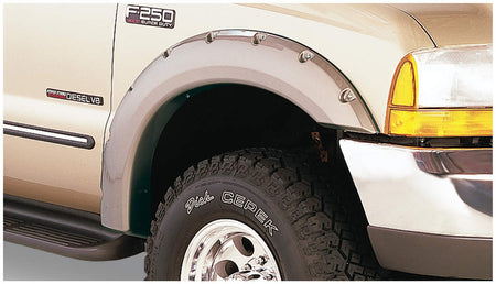 Bushwacker 20049-02 - Black Pocket/Rivet Style Smooth Finish Front Fender Flares For 1999-2007 Ford F250 To F-550 Super Duty Bushwacker 2