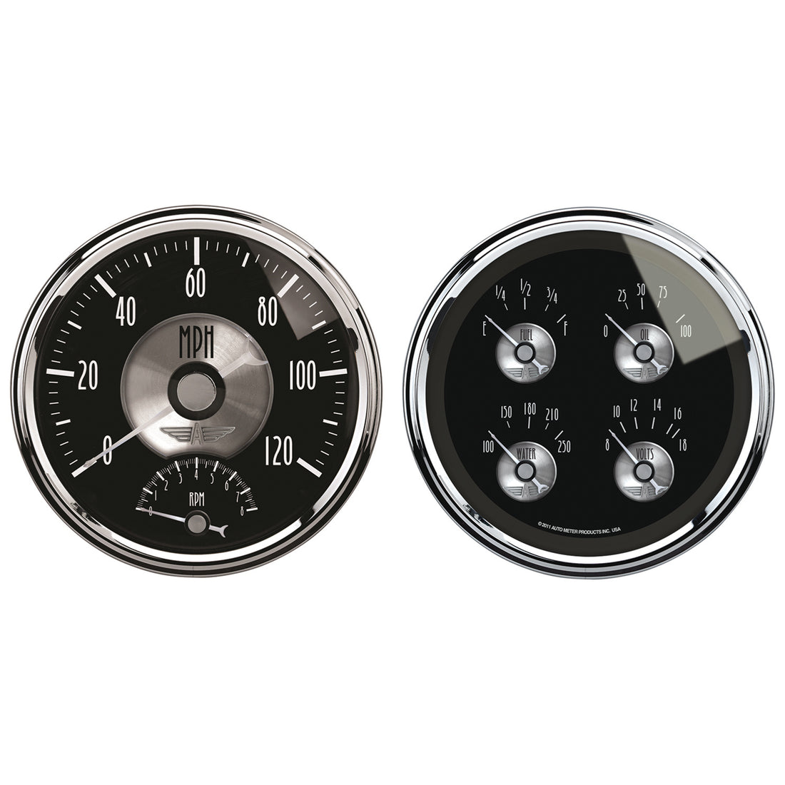 AutoMeter 2005 - GAUGE KIT, 2 PC., QUAD & TACH/SPEEDO, 5", PRESTIGE BLK. DIAMOND 5