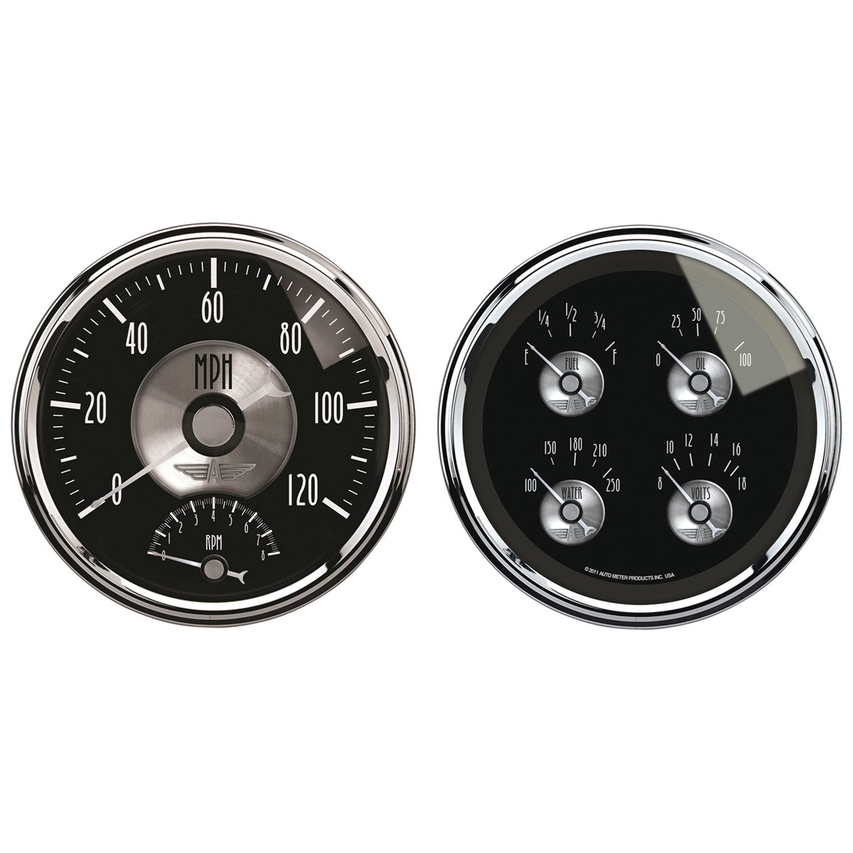 AutoMeter 2005 - GAUGE KIT, 2 PC., QUAD & TACH/SPEEDO, 5", PRESTIGE BLK. DIAMOND 5