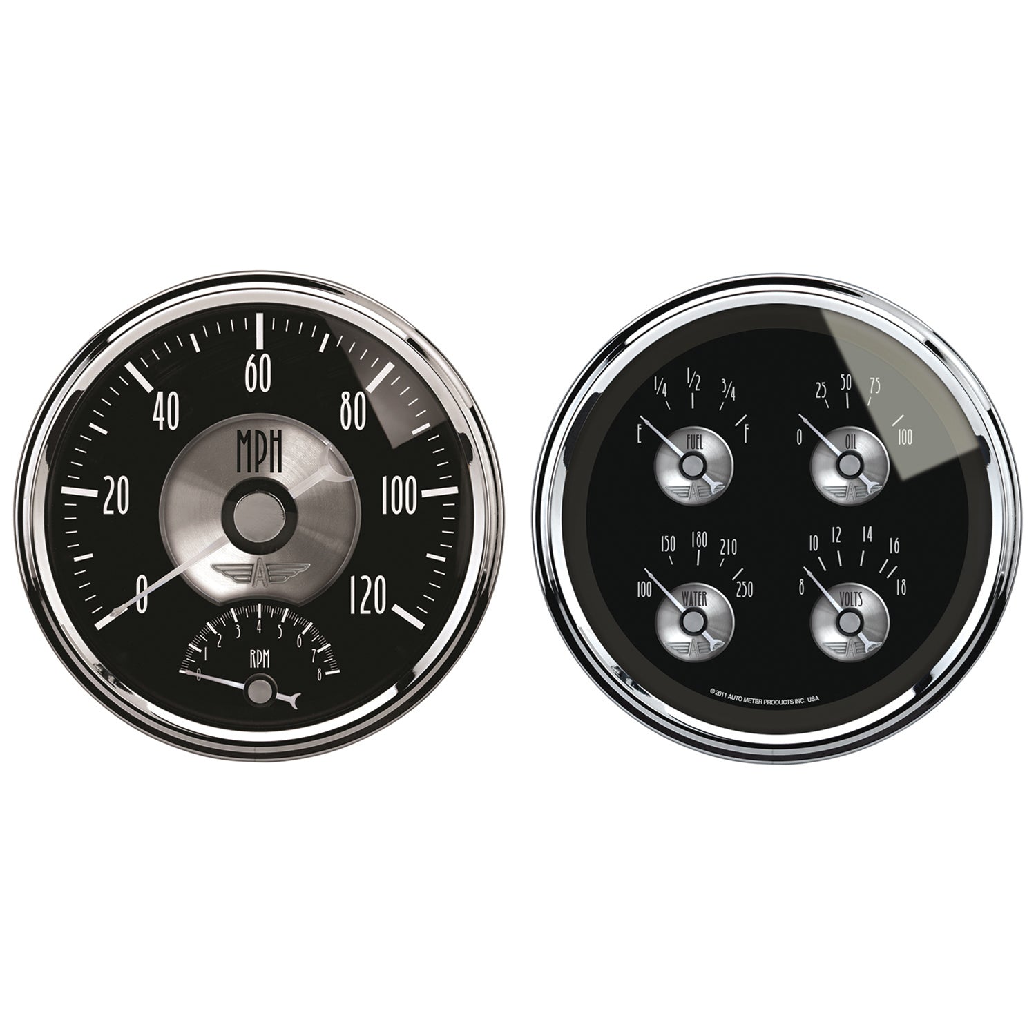 AutoMeter 2005 - GAUGE KIT, 2 PC., QUAD & TACH/SPEEDO, 5", PRESTIGE BLK. DIAMOND 5