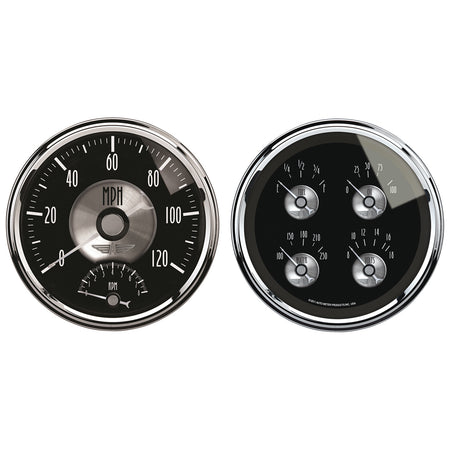 AutoMeter 2005 - GAUGE KIT, 2 PC., QUAD & TACH/SPEEDO, 5", PRESTIGE BLK. DIAMOND 5