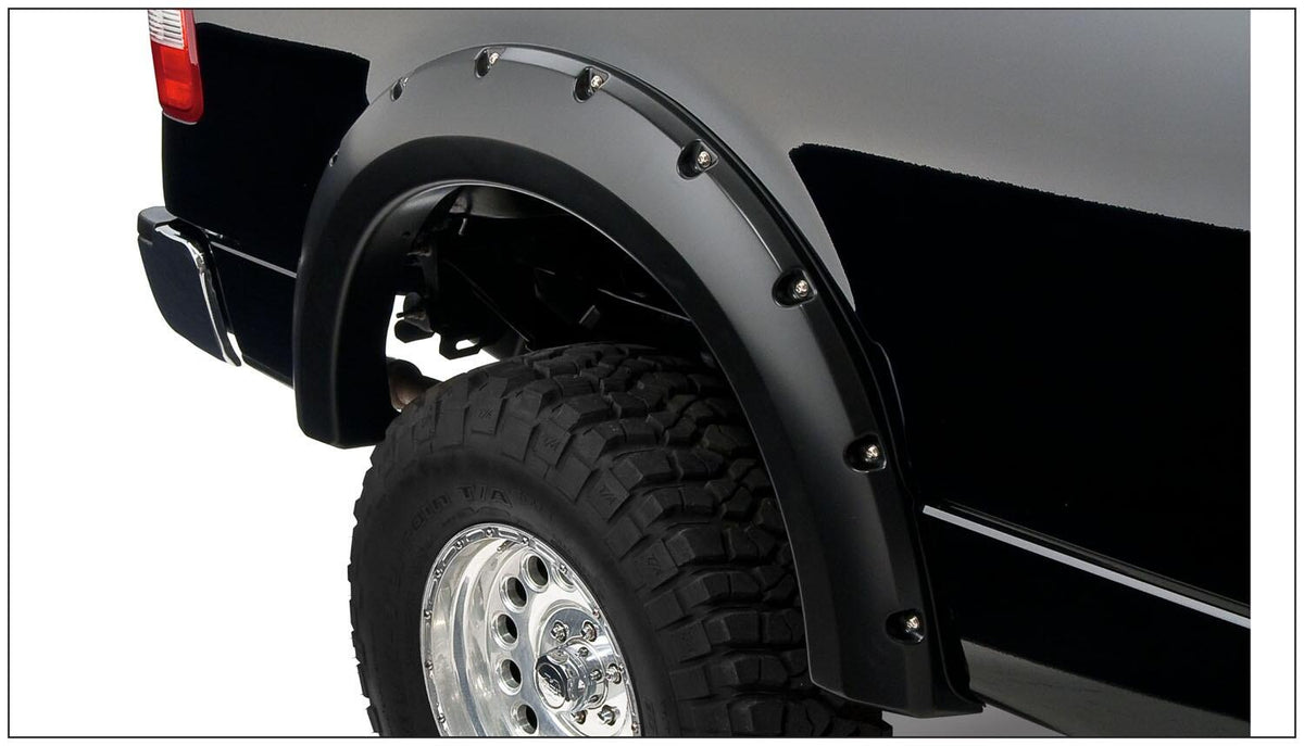 Bushwacker 20054-02 - Black Pocket/Rivet Style Smooth Finish Rear Fender Flares For 2004-2008 Ford F150 Bushwacker 1