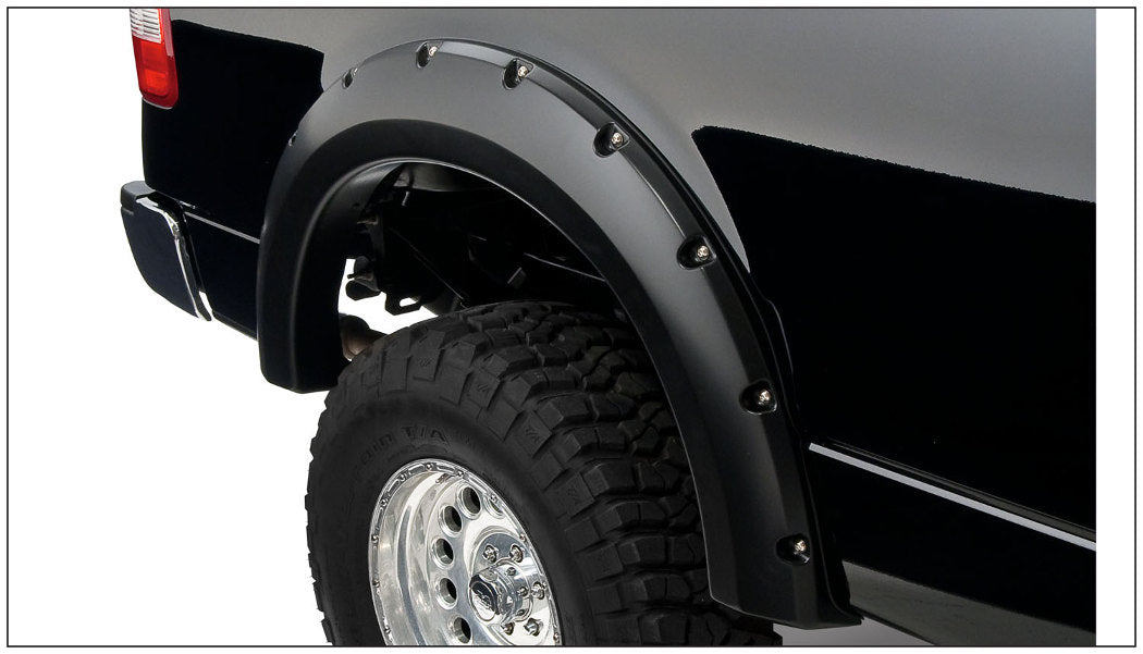 Bushwacker 20054-02 - Black Pocket/Rivet Style Smooth Finish Rear Fender Flares For 2004-2008 Ford F150 Bushwacker 2