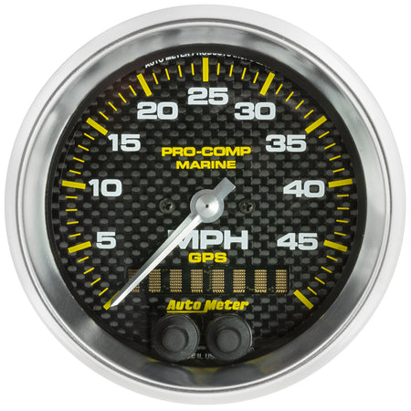 AutoMeter 200635-40 - GAUGE, SPEEDOMETER, 3 3/8", 50MPH, GPS, MARINE CARBON FIBER 3