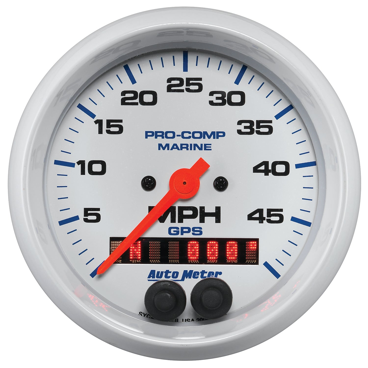 AutoMeter 200635 - GAUGE, SPEEDOMETER, 3 3/8", 50MPH, GPS, MARINE WHITE 3