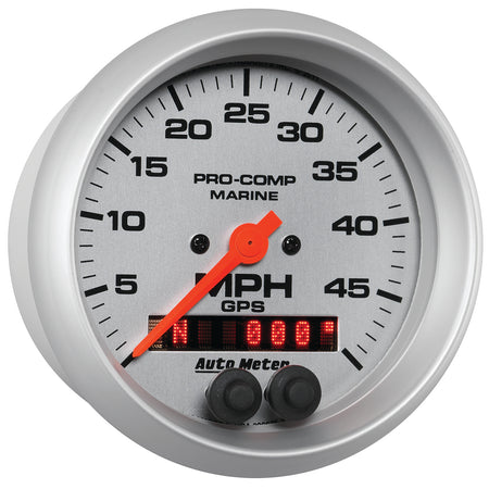 AutoMeter 200635-33 - GAUGE, SPEEDOMETER, 3 3/8", 50MPH, GPS, MARINE SILVER 5