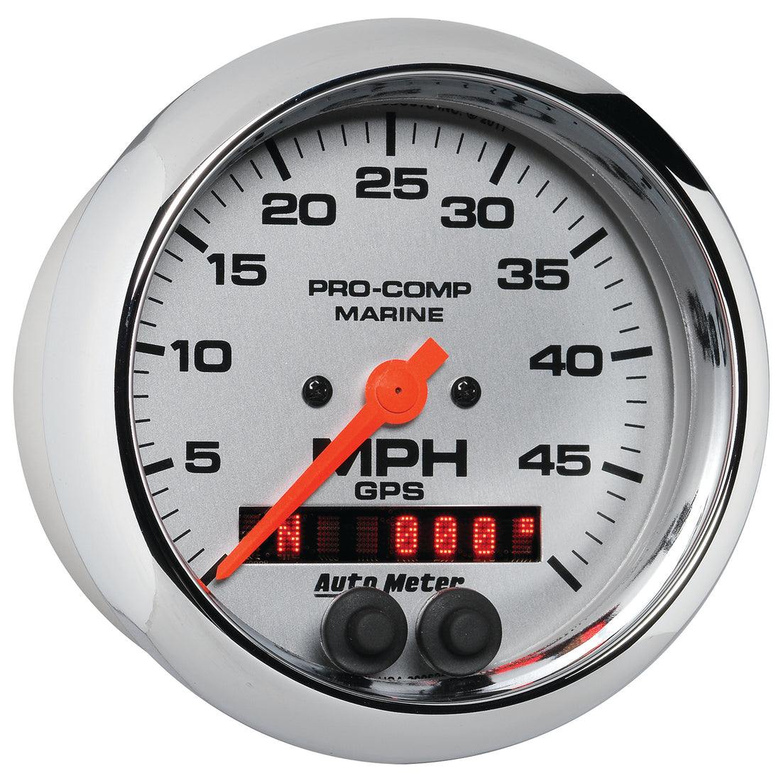 AutoMeter 200635-35 - GAUGE, SPEEDOMETER, 3 3/8", 50MPH, GPS, MARINE CHROME 5