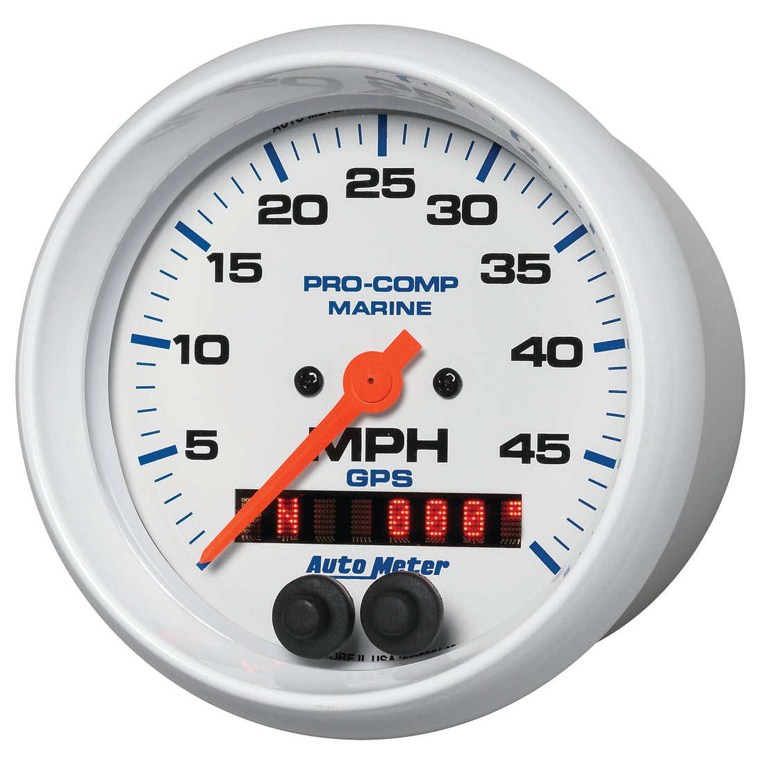 AutoMeter 200635 - GAUGE, SPEEDOMETER, 3 3/8", 50MPH, GPS, MARINE WHITE 4