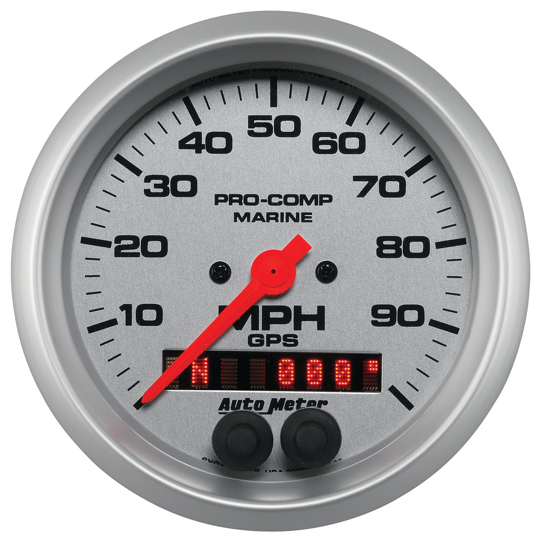 AutoMeter 200636-33 - GAUGE, SPEEDOMETER, 3 3/8", 100MPH, GPS, MARINE SILVER 3