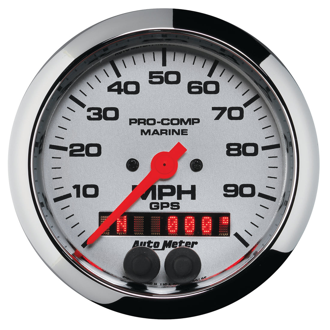 AutoMeter 200636-35 - GAUGE, SPEEDOMETER, 3 3/8", 100MPH, GPS, MARINE CHROME