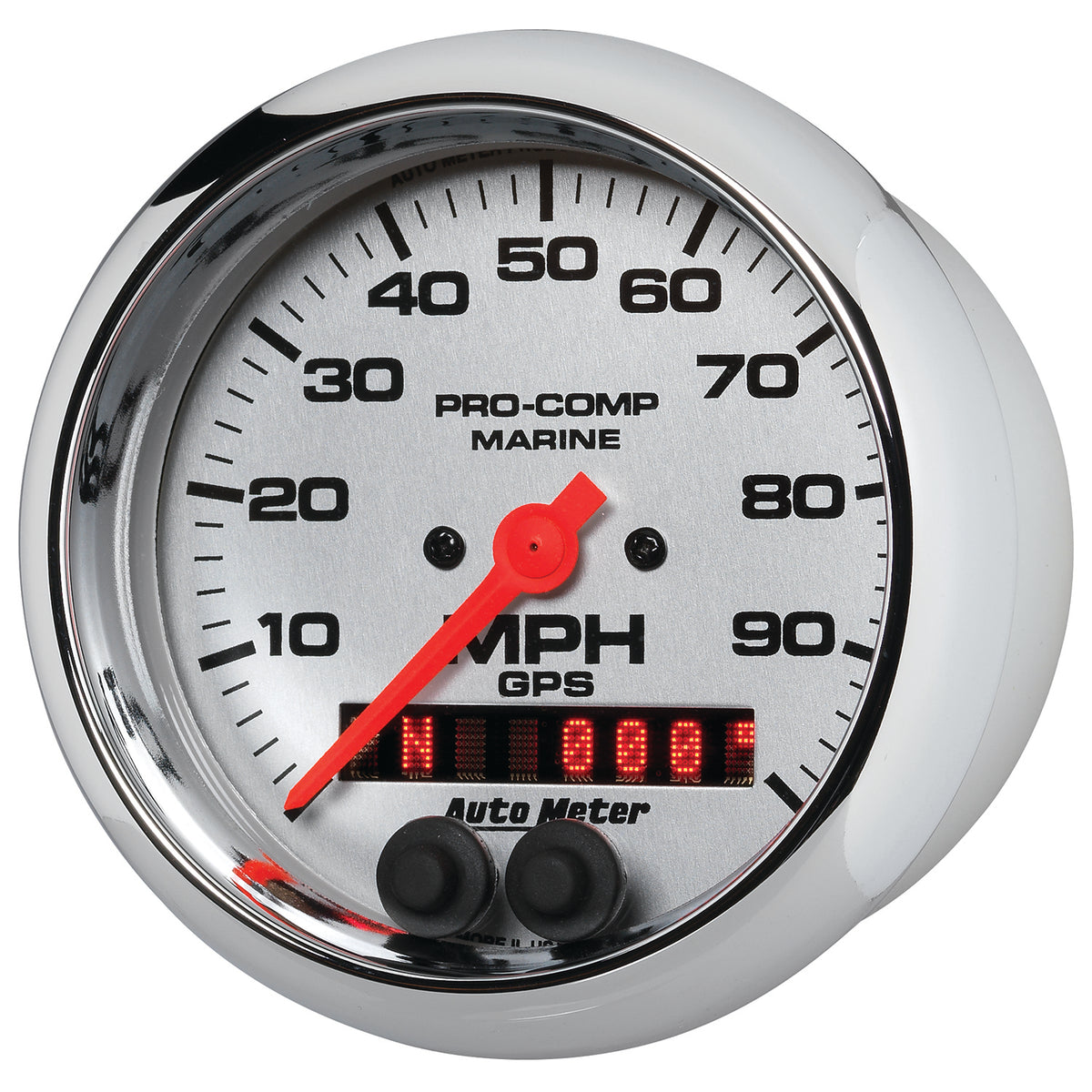 AutoMeter 200636-35 - GAUGE, SPEEDOMETER, 3 3/8", 100MPH, GPS, MARINE CHROME