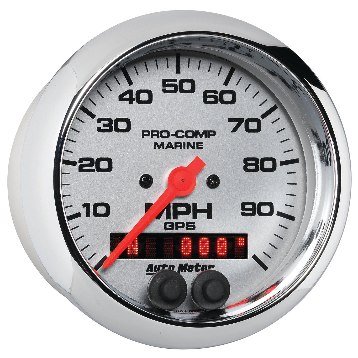 AutoMeter 200636-35 - GAUGE, SPEEDOMETER, 3 3/8", 100MPH, GPS, MARINE CHROME
