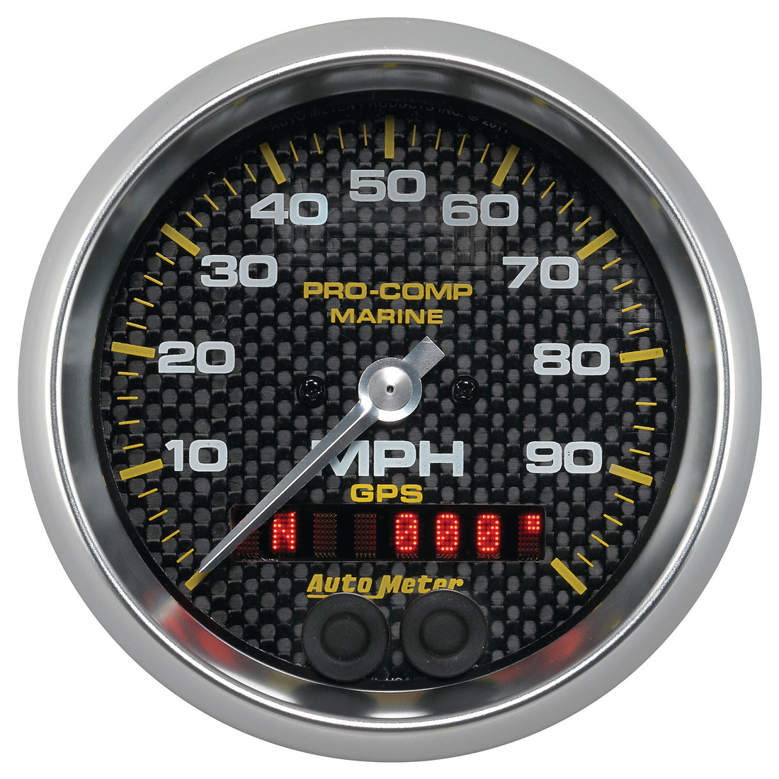 AutoMeter 200636-40 - GAUGE, SPEEDOMETER, 3 3/8", 100MPH, GPS, MARINE CARBON FIBER