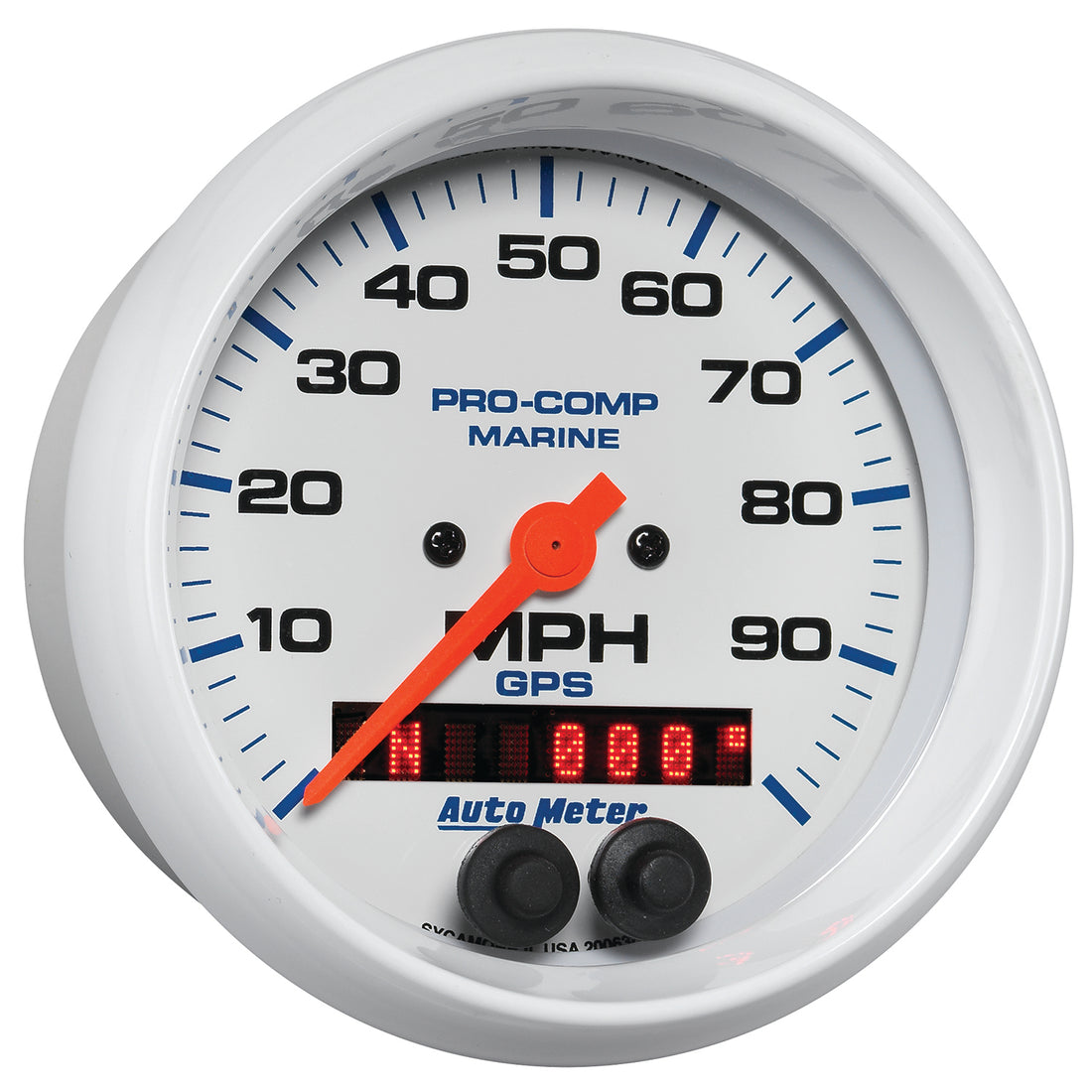 AutoMeter 200636 - GAUGE, SPEEDOMETER, 3 3/8", 100MPH, GPS, MARINE WHITE 5