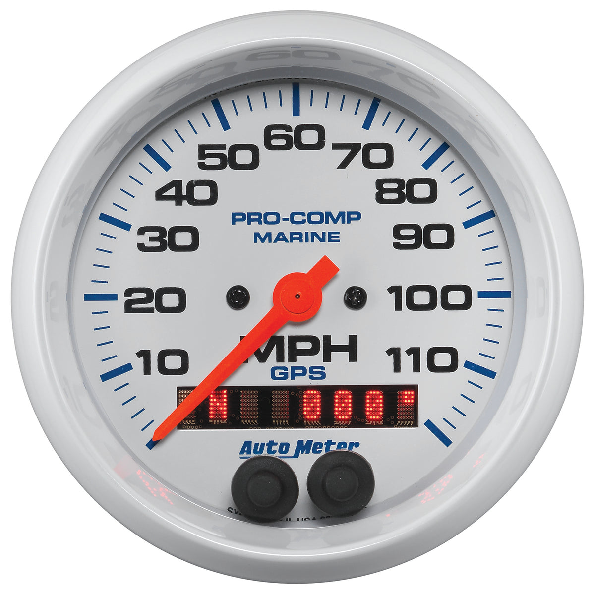 AutoMeter 200637 - GAUGE, SPEEDOMETER, 3 3/8", 120MPH, GPS, MARINE WHITE 3