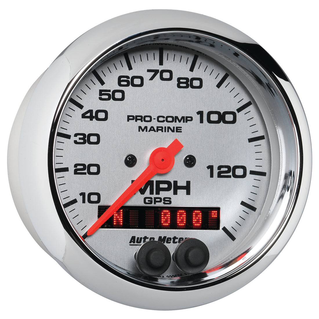 AutoMeter 200638-35 - GAUGE, SPEEDOMETER, 3 3/8", 140MPH, GPS, MARINE CHROME