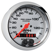 AutoMeter 200638-35 - GAUGE, SPEEDOMETER, 3 3/8", 140MPH, GPS, MARINE CHROME