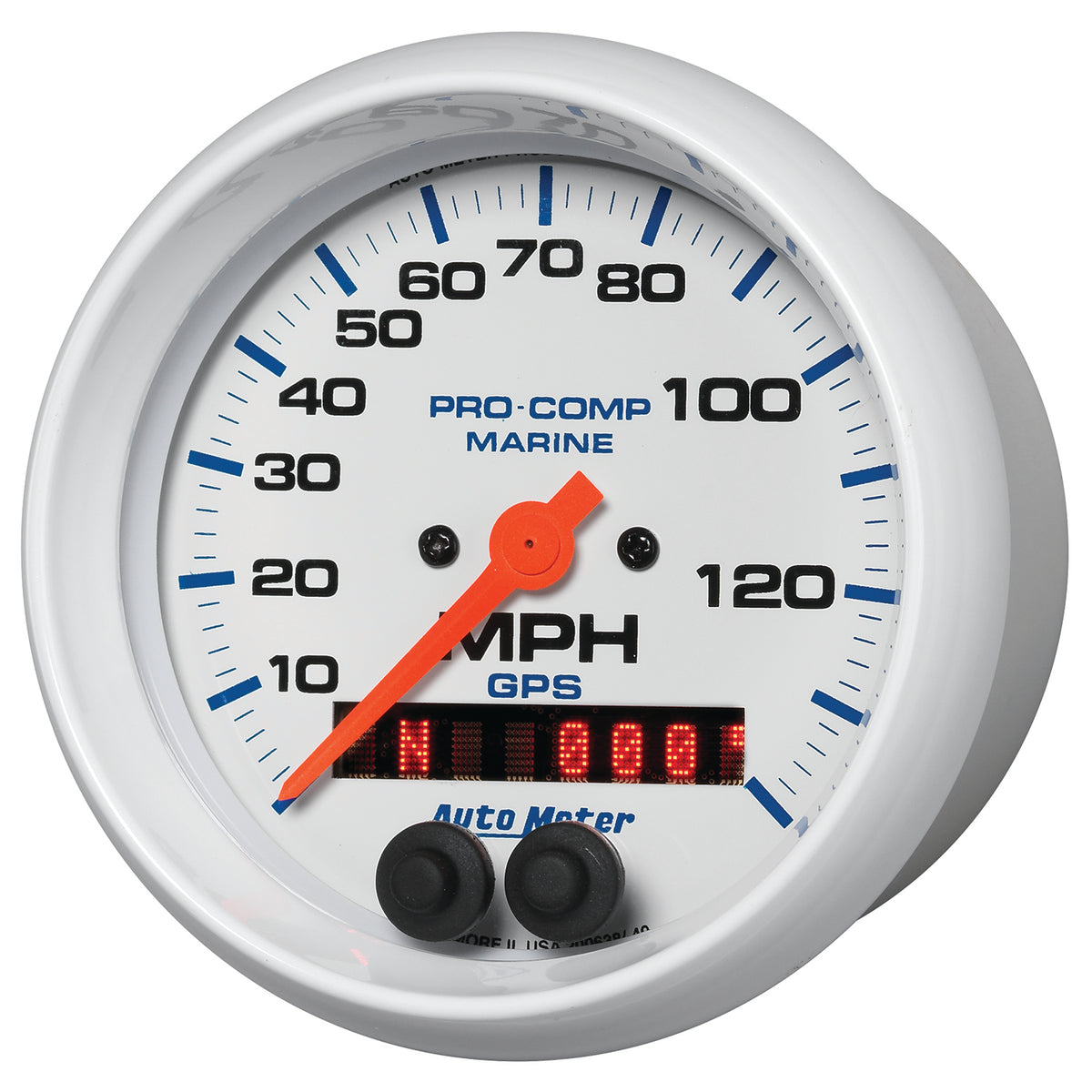 AutoMeter 200638 - GAUGE, SPEEDOMETER, 3 3/8", 140MPH, GPS, MARINE WHITE 4