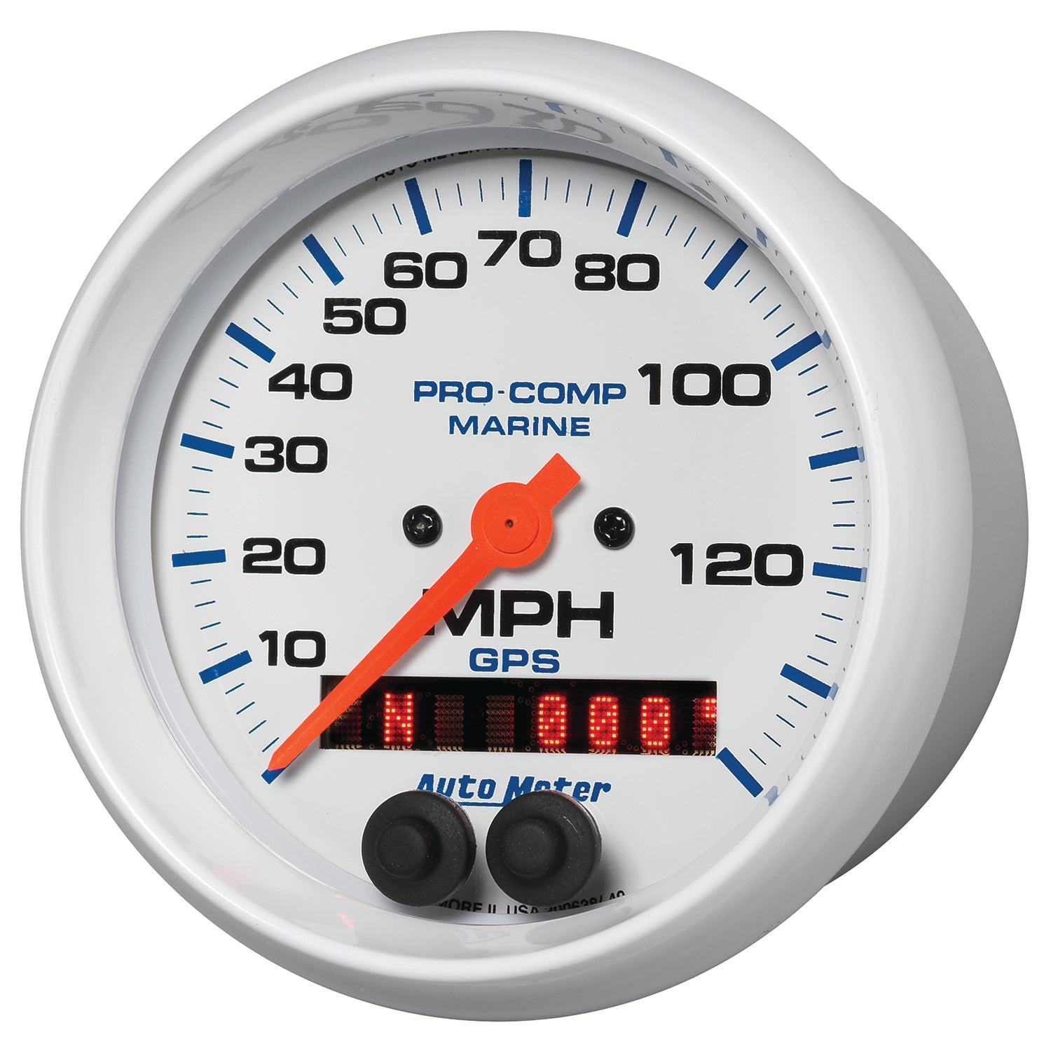 AutoMeter 200638 - GAUGE, SPEEDOMETER, 3 3/8", 140MPH, GPS, MARINE WHITE 4