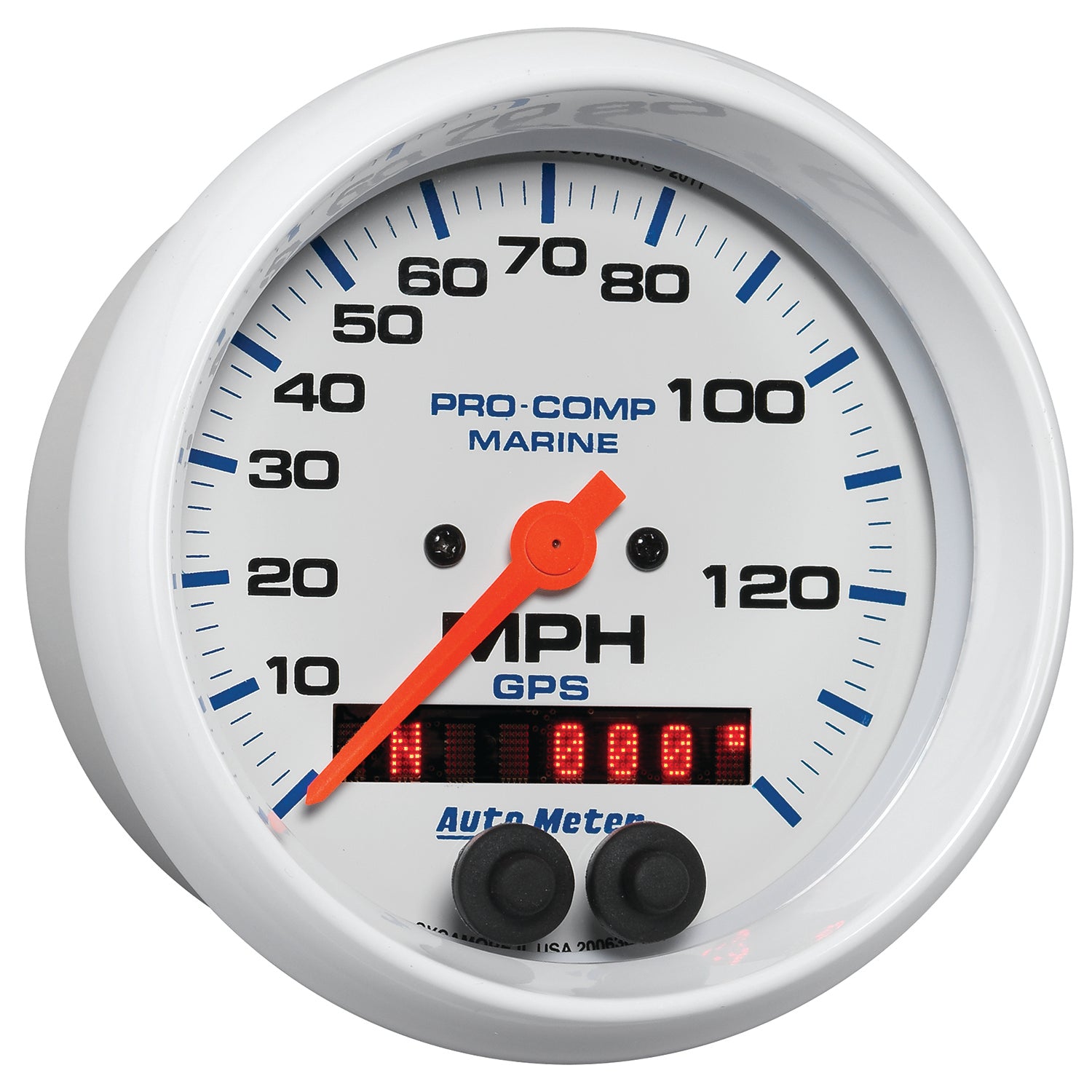 AutoMeter 200638 - GAUGE, SPEEDOMETER, 3 3/8", 140MPH, GPS, MARINE WHITE 5