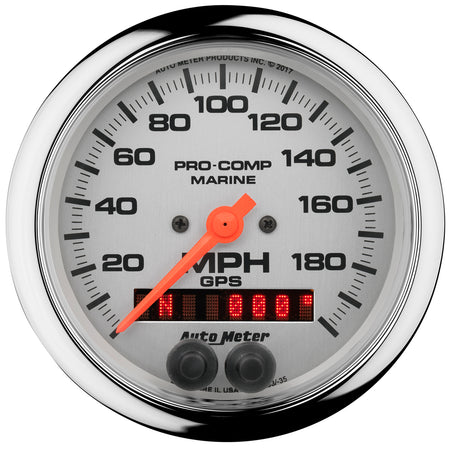 AutoMeter 200639-35 - GAUGE, SPEEDOMETER, 3 3/8", 200MPH, GPS, MARINE CHROME 3