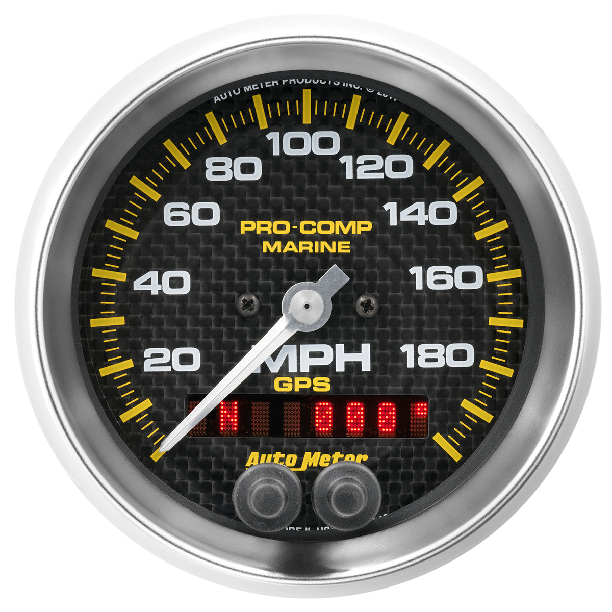 AutoMeter 200639-40 - GAUGE, SPEEDOMETER, 3 3/8", 200MPH, GPS, MARINE CARBON FIBER 3