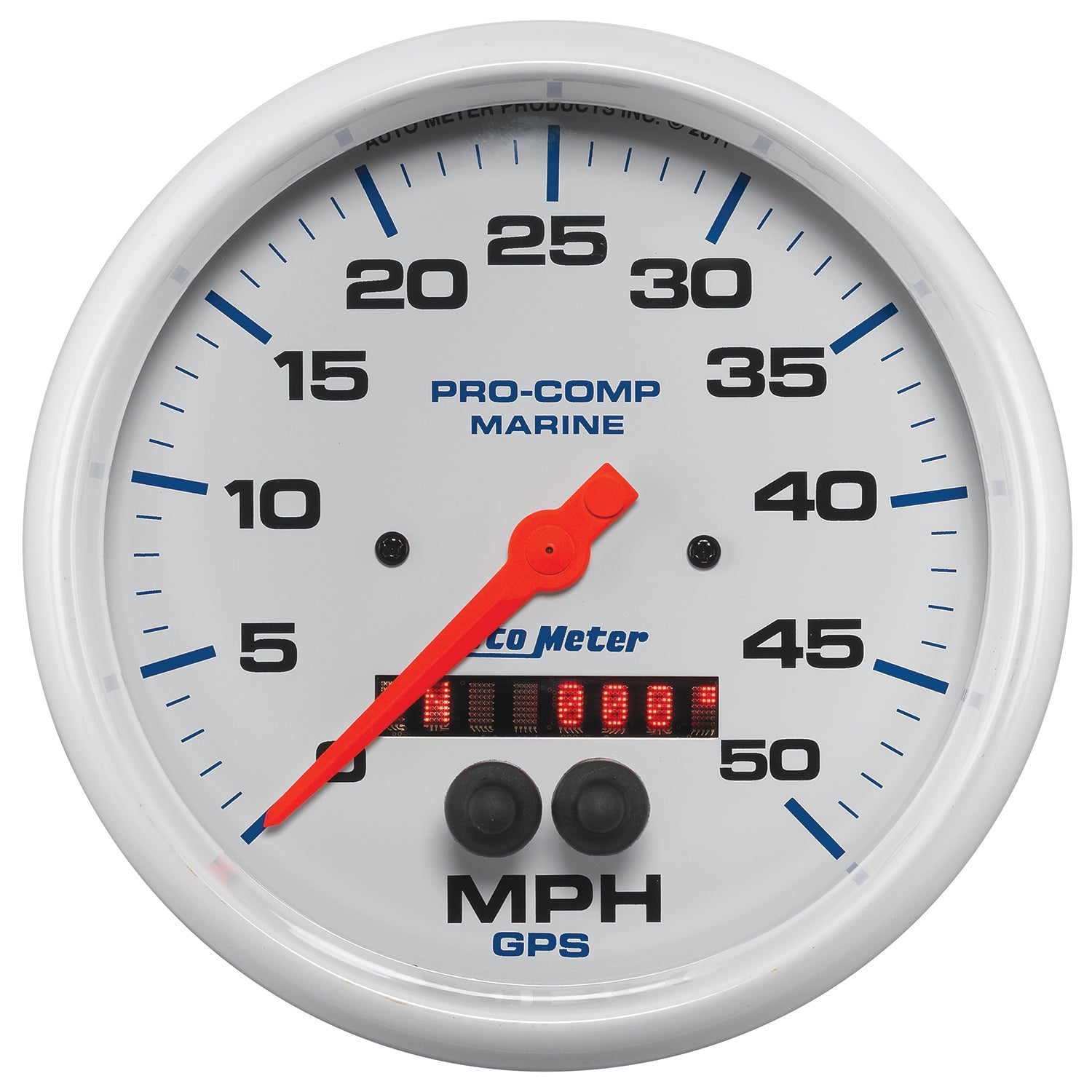 AutoMeter 200644 - GAUGE, SPEEDOMETER, 5", 50MPH, GPS, MARINE WHITE 3