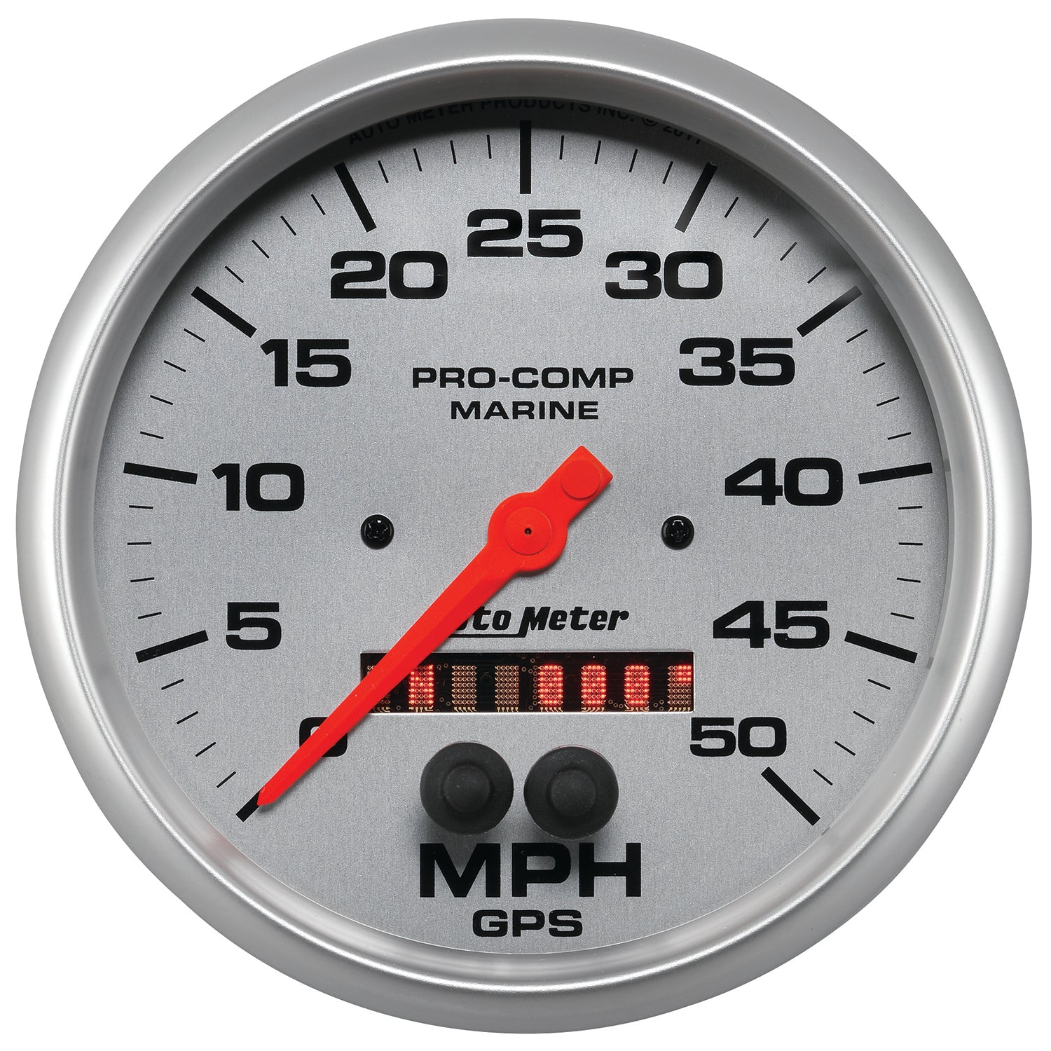 AutoMeter 200644-33 - GAUGE, SPEEDOMETER, 5", 50MPH, GPS, MARINE SILVER 5