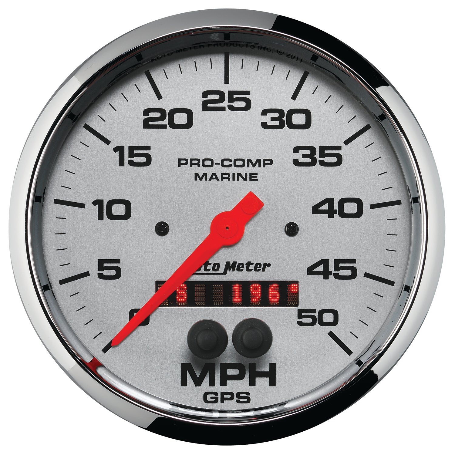 AutoMeter 200644-35 - GAUGE, SPEEDOMETER, 5", 50MPH, GPS, MARINE CHROME