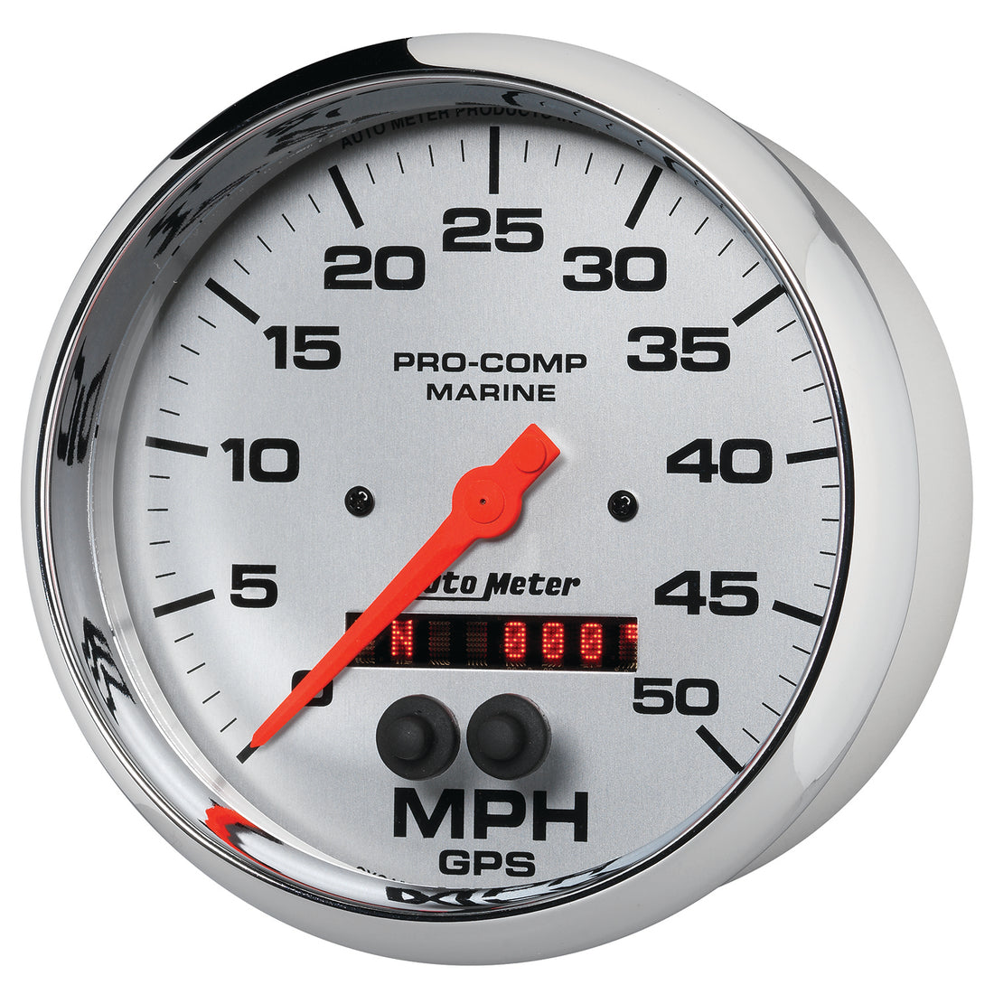 AutoMeter 200644-35 - GAUGE, SPEEDOMETER, 5", 50MPH, GPS, MARINE CHROME