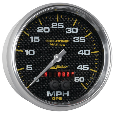 AutoMeter 200644-40 - GAUGE, SPEEDOMETER, 5", 50MPH, GPS, MARINE CARBON FIBER 5