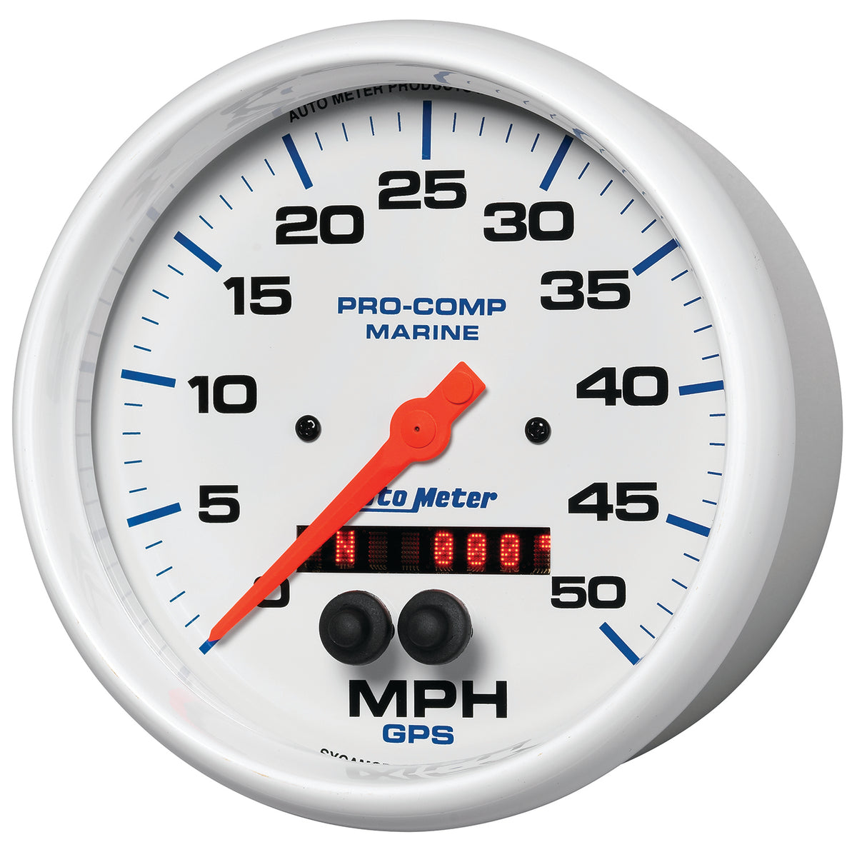 AutoMeter 200644 - GAUGE, SPEEDOMETER, 5", 50MPH, GPS, MARINE WHITE 4